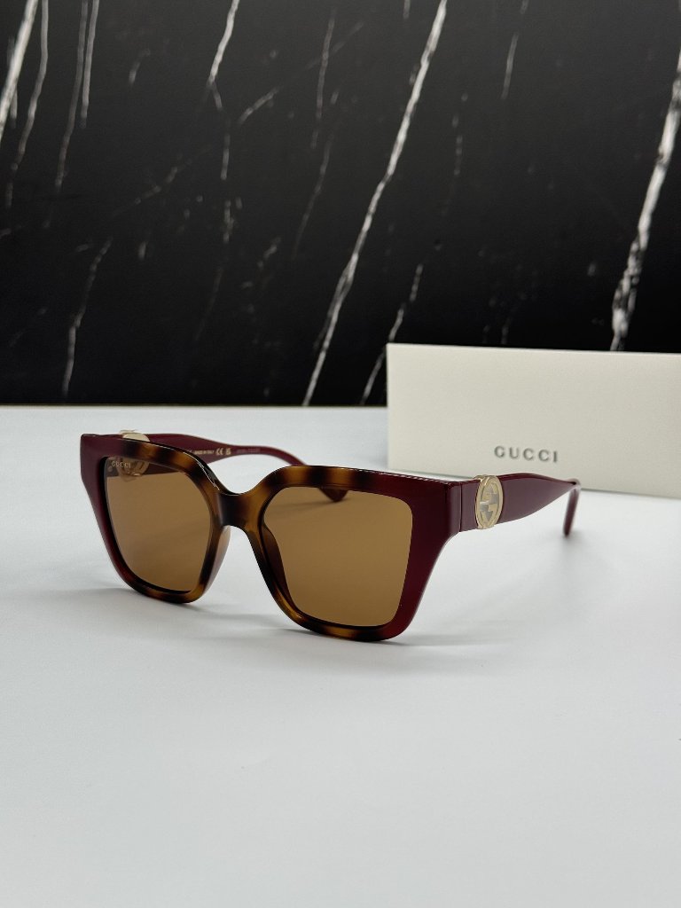 New Gucci Gg1023s 003 Havana/Burgundy Women Sunglasses